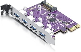 #10Gtek PCIe to (4) USB 3.0 Expansion Card, PCIe USB Add in Card, Internal USB3.0 Hub Converter for Desktop PC Host Card, with 15-pin SATA Power Connector, Support Windows 10/8/7/XP, Linux