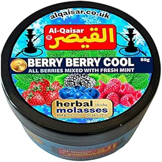 Al Qaisar Berry Berry Cool Shisha Flavour Herbal Hookah Flavour Nicotine-Free No-Tobacco Premium Flavour for Hookah Shisha Pipe - Blueberries, Raspberries, Strawberries, Blackberries Mix with Mint