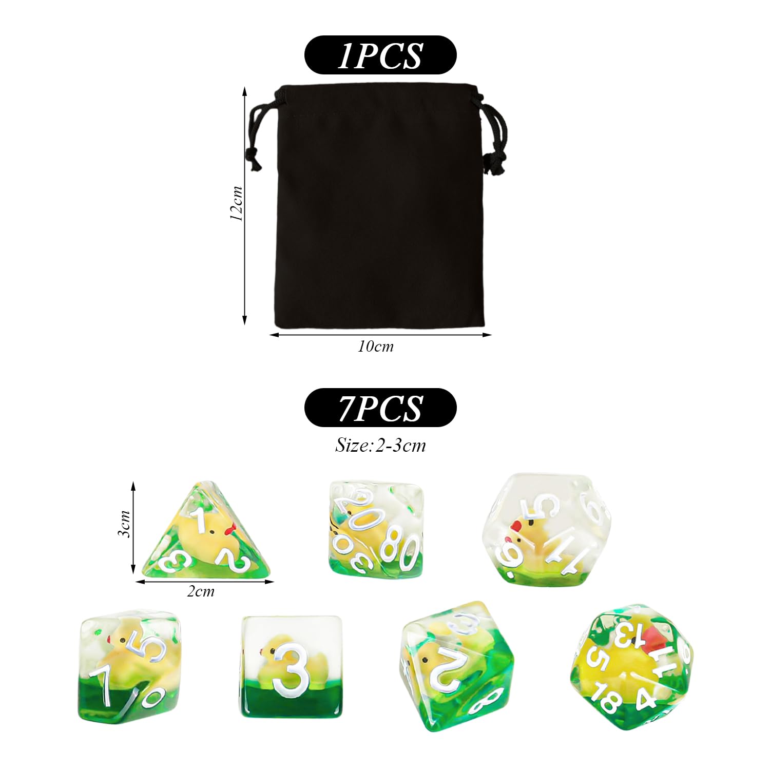 CYNOSURETECH 7 Pieces Cartoon Dice And 1 Piece Storage Bag, Resin Dice, Creative Design Dice, Polyhedral Dice, Throwing Game - Image 2