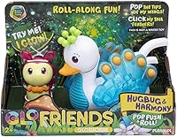 Vista 1 de Playskool Glo Friends - Hugbug & Harmony Pop, Push & Roll! - Vehículo cisne - Insecto brillante - Juguete SEL - A partir de 2 años