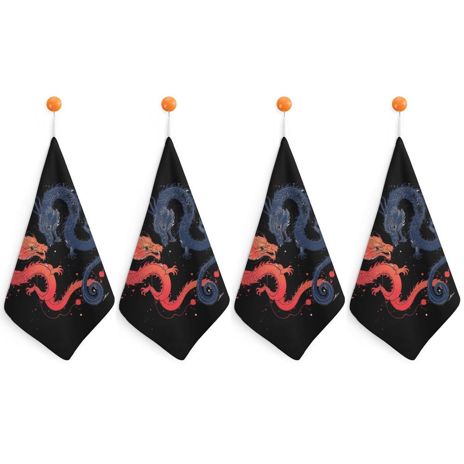 CGSBNGHA Ying And Yang Japanese Dragons Hand Towel Hanging Face Towels Cleaning Cloths Handkerchief for Bathroom Kitchen