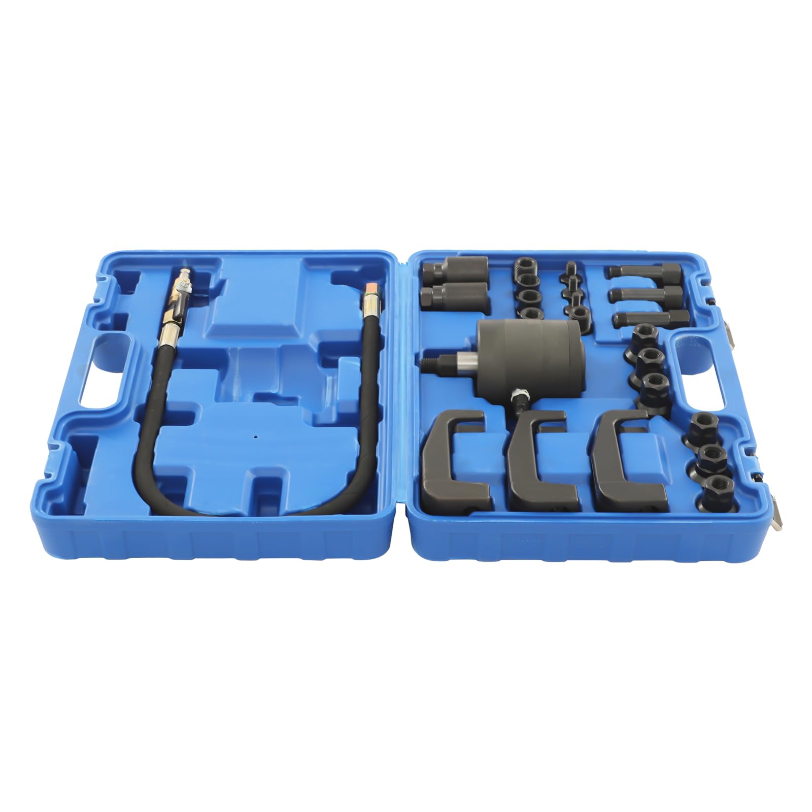 Juego de extractores de inyectores diésel (24 piezas, con 19 adaptadores, 39 x 29 x 13 cm, 5-8 bares), color negro y azul