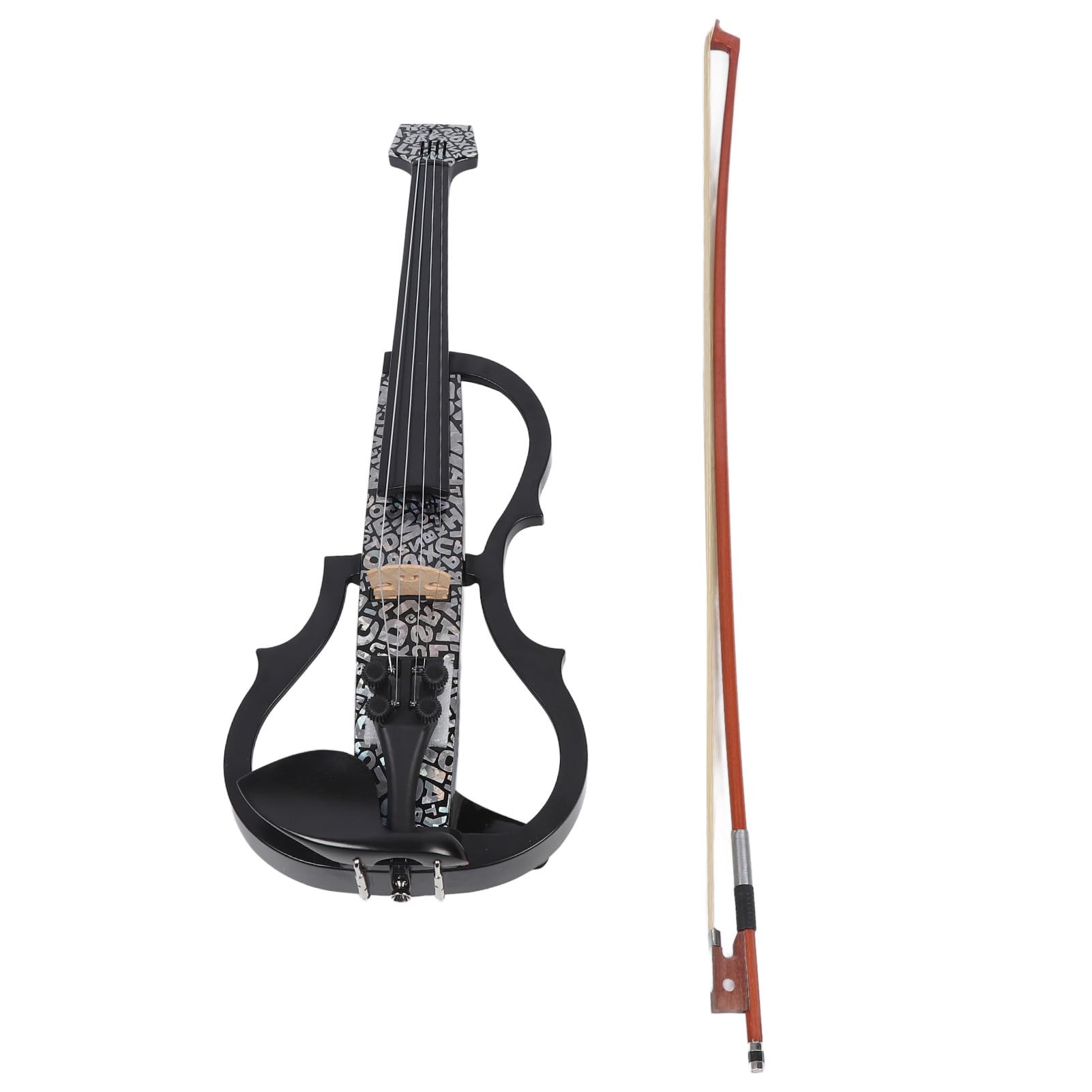 Violino Elettrico in Fibra di Carbonio, Violino Elettrico Silenzioso a Grandezza Naturale con Pickup Professionale, Kit Custodia Cavo per Archetto per Cuffie, Accordatura Semplice per Adulti e
