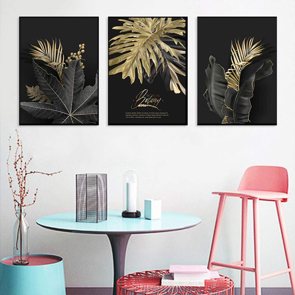 Peinture murale feuilles d'or pour un salon chaleureux 60x80
