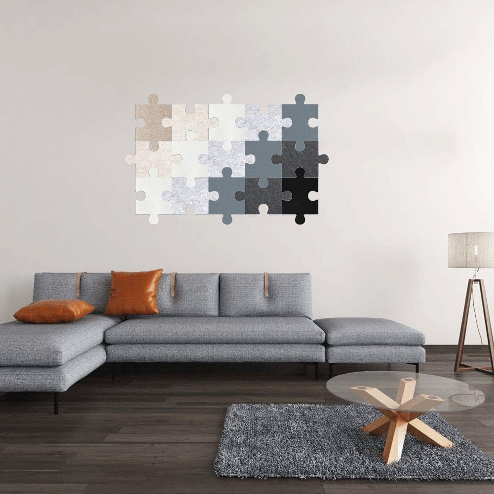 Puzzle-Pinnwand aus Filz 15 Stück selbstklebend um Fotos aufzubewahren Anzeigetafel-Pads 3D-Puzzle Korktafel Fliesen Wandaufkleber, 11.81*7.87inch, Wie gezeigt
