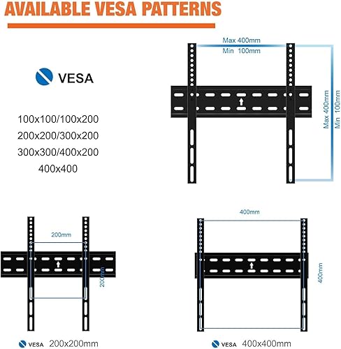 Miniatura 4 de CHARMOUNT Soporte de pared fijo para TV de 26 a 55 pulgadas, soporte de TV ultradelgado de perfil bajo con VESA máximo de 15.748 x 15.748 in,