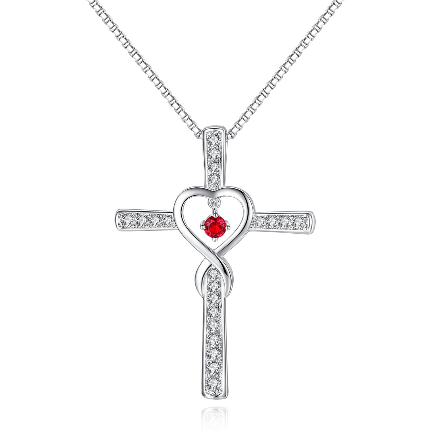 Sterling Silver Cross Love Heart Infinity God Cross Pendant Necklace Birthday Gifts for Her Wife Women
