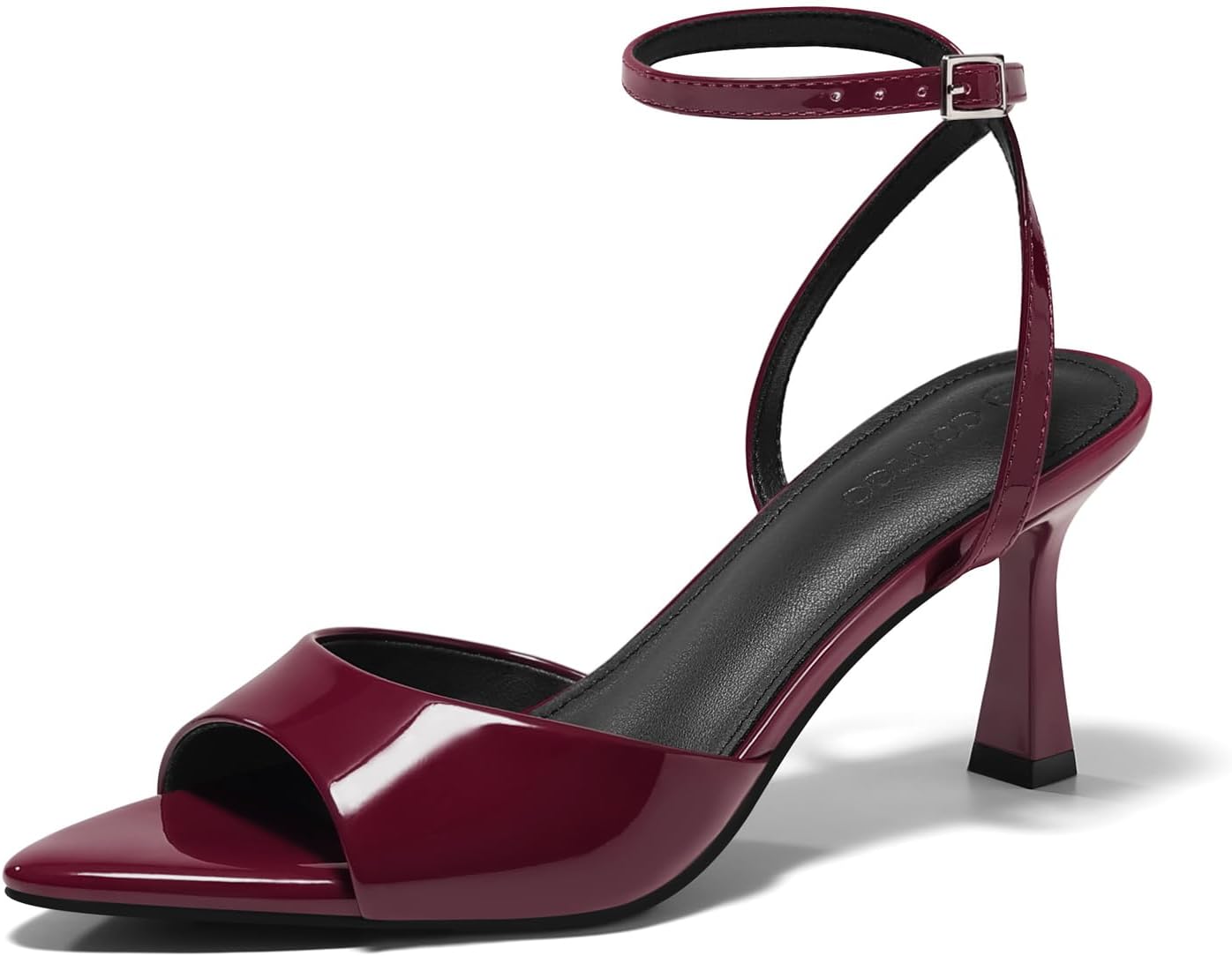 Coutgo Womens Kitten Heels Sandals Pointed Open Toe Ankle Buckle Strap Summer Dress Shoes