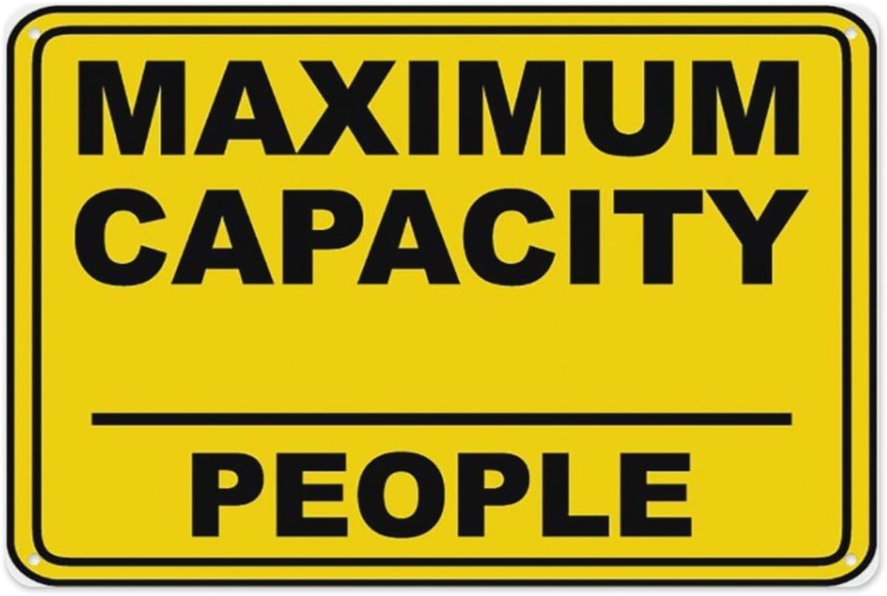 Bdeyfg Colour4 Maximum Capacity (People) Metal Tin Sign Aluminum Warning Signs For Indoor & Outdoor Yard Lawn Sign Home Decor 8X12 Inch