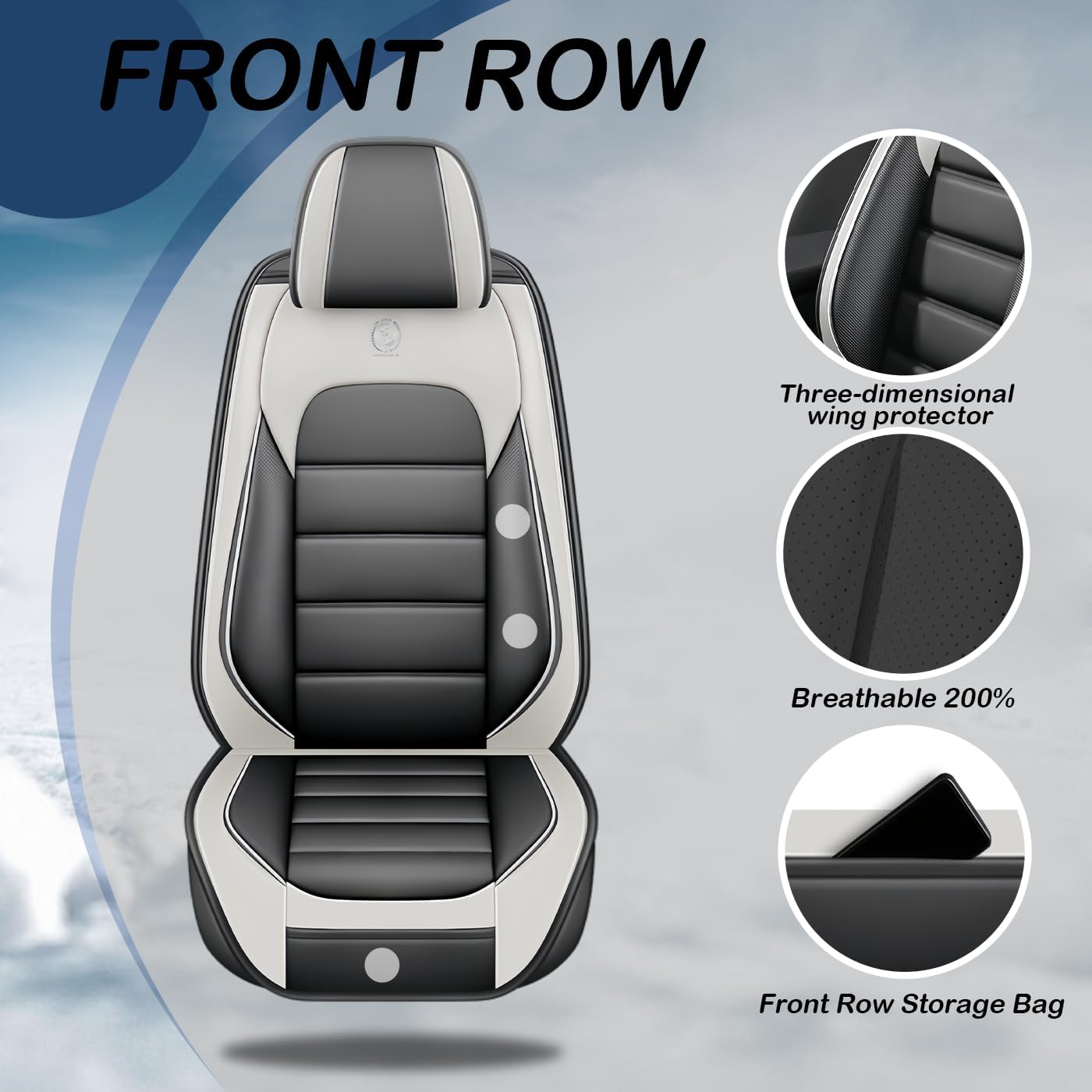 Car Seat Covers for Toyota Sienna 2004-2026 Seat Covers Full Set PU Leather Custom Fit Easy Install Anti-Slip, White Gray