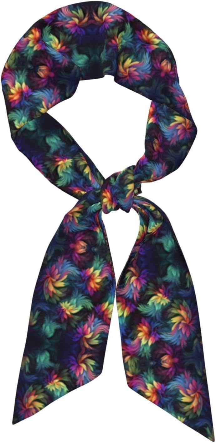 Colorful Flower Purse Scarf For Bags Silk Like Head Scarf Satin Hair Neck Scarves Bag Scarf Fashion Accessories For Women Gift