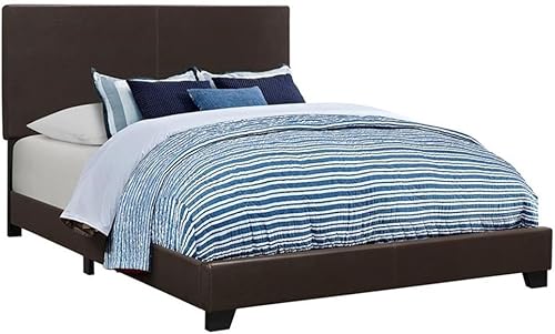 Miniatura 4 de MAKLAINE Juego de dormitorio completo de madera de 4 piezas en marrón y cacao oscuro