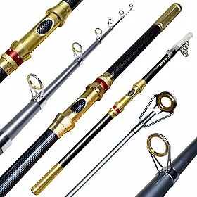 VARA DE PESCA PESCARIA PRAIA COSTAO PESADA TELESCOPICA P/MOLINETE CMIK 3.6M - 18-30LB - EM CARBONO E ALUMINIO - PEIXE ATE 15KG - PEIXE GRANDE - PESQUEIRO