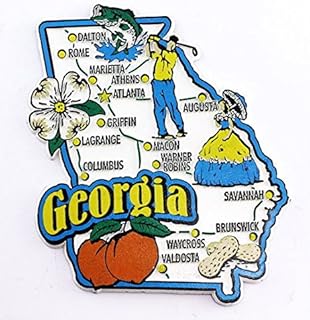 Georgia State Map and Landmarks Collage Fridge Souvenir Collectible Magnet FMC