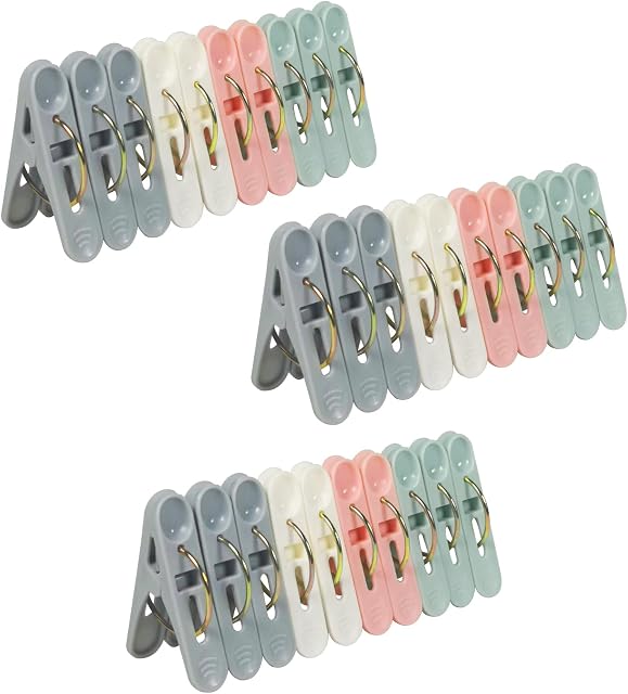 Clothes Pegs, Non-Slip Strong Elastic Plastic Washing Pegs with Durable Rings, Multicolors Windproof Soft Grip Laundry Pegs and Bag Set for Washing Line Garment Drying, Rust Resistant Pack (50)