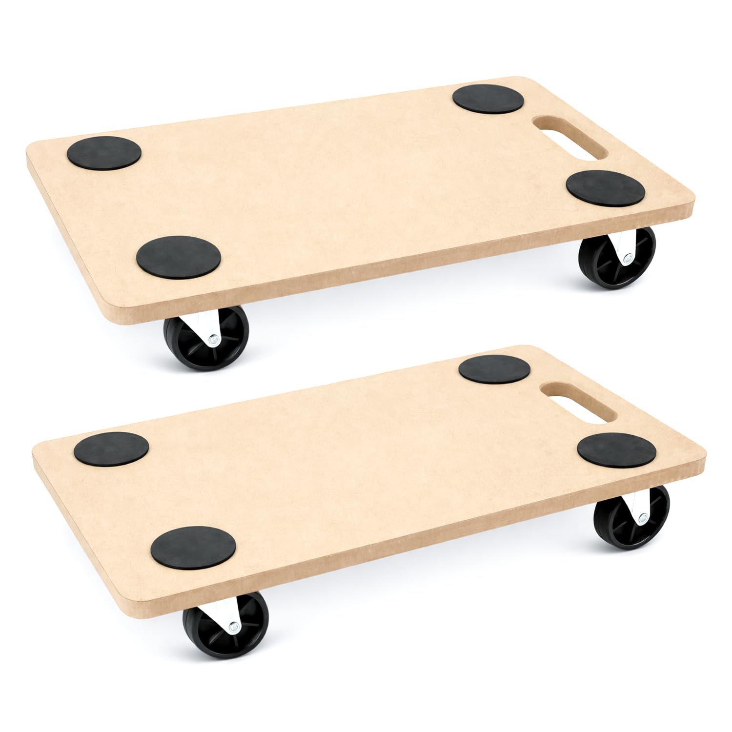 Pack of 2 Wheeled Dolly – Furniture Moving with EVA Foam Grip Pads, Wooden Base, 59x29x18cm – Furniture Lifter Trolley for Home, Office & Warehouse Use