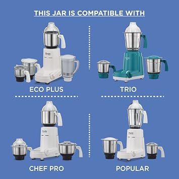 جرة خلاط Preethi متوسطة لـ Eco Twin و Eco Plus و Nitro و Blue Leaf و 1 -Liter و Silver