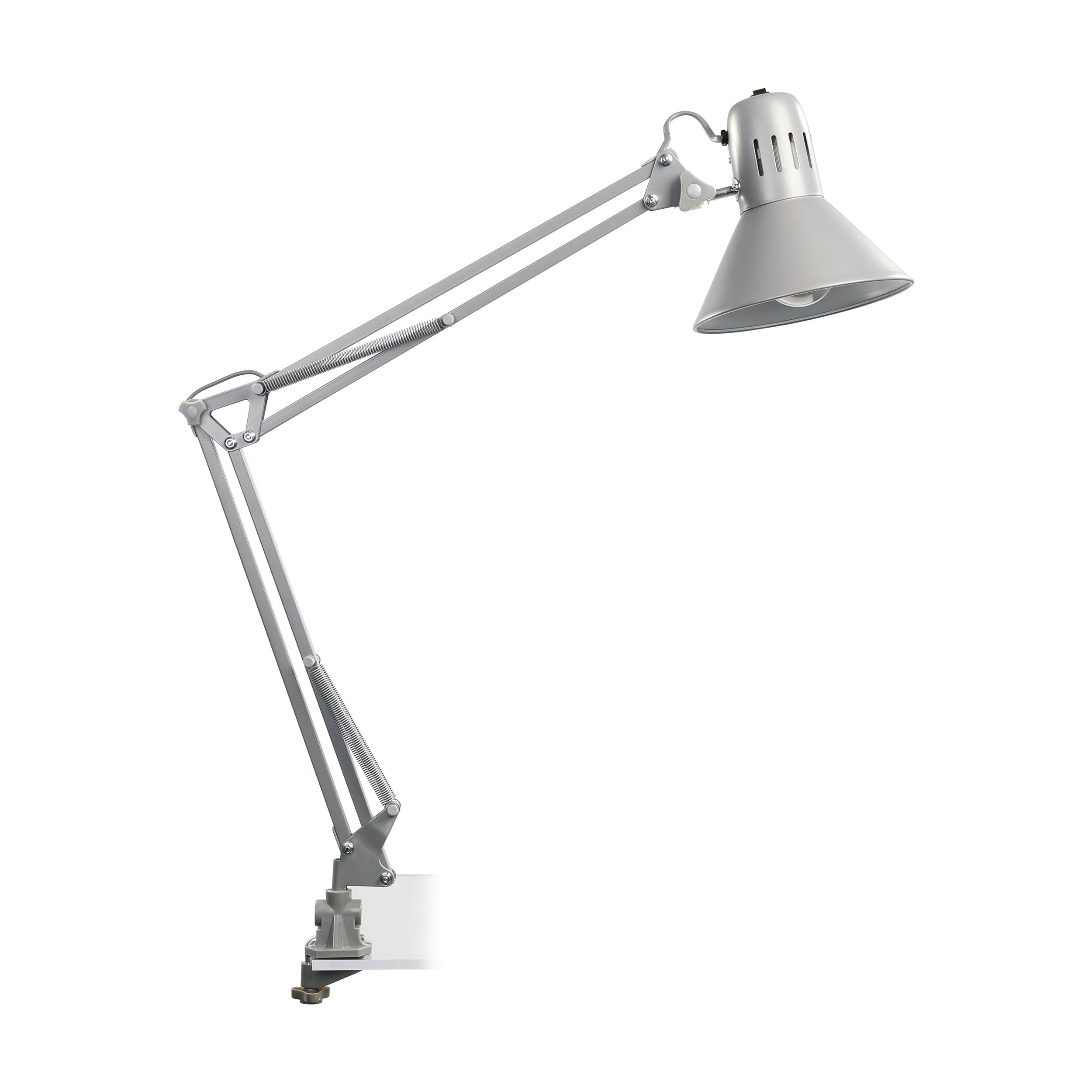 EGLO Lampa stołowa Firmo, 1-płomienna lampa zaciskowa vintage | industrialna, retro, biurkowa ze stali i tworzywa, zacisk srebrny, włącznik, oprawka E27