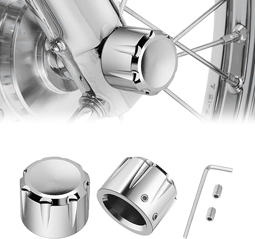 PBYMT Tapa cromada para tuercas de eje delantero compatible con Harley Softail Electra Road Street Glide Sportster 2002-2023
