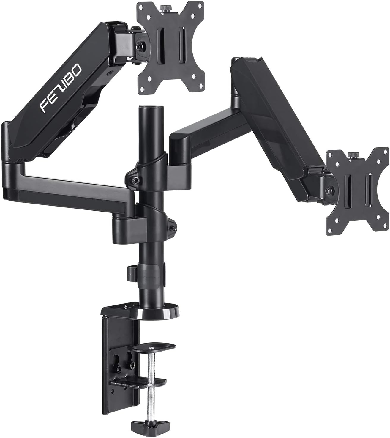 Dual Arm Gas Spring Monitor Mount - Full Motion Adjustable Stand For 12-24 Inch Screens