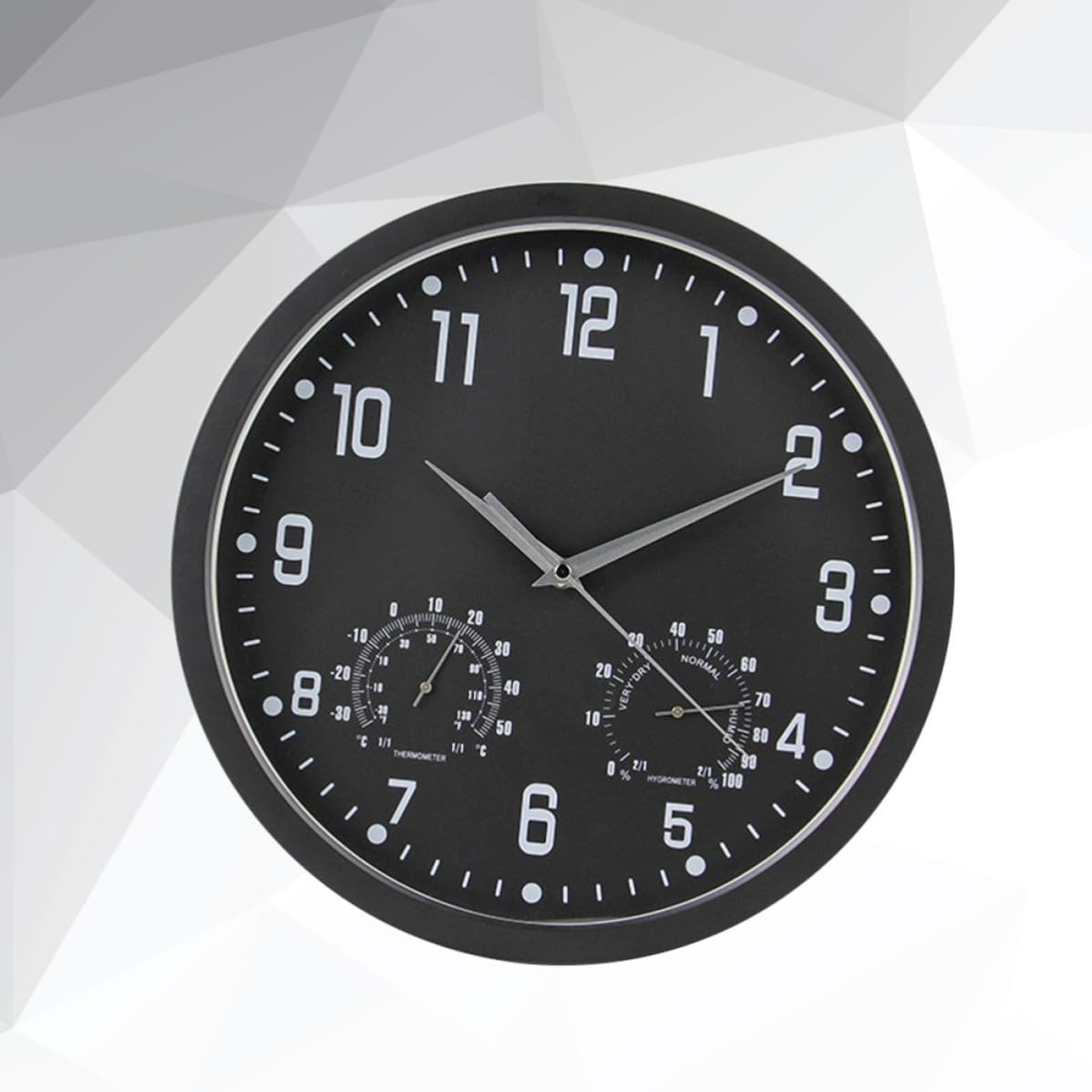 DECHOUS Reloj de Pared Moderno Termómetro y Higrómetro Diseño Retro Elegante Números Grandes y Movimiento de Cuarzo Silencioso para Salón Dormitorio y Oficina Marco Negro y Agujas