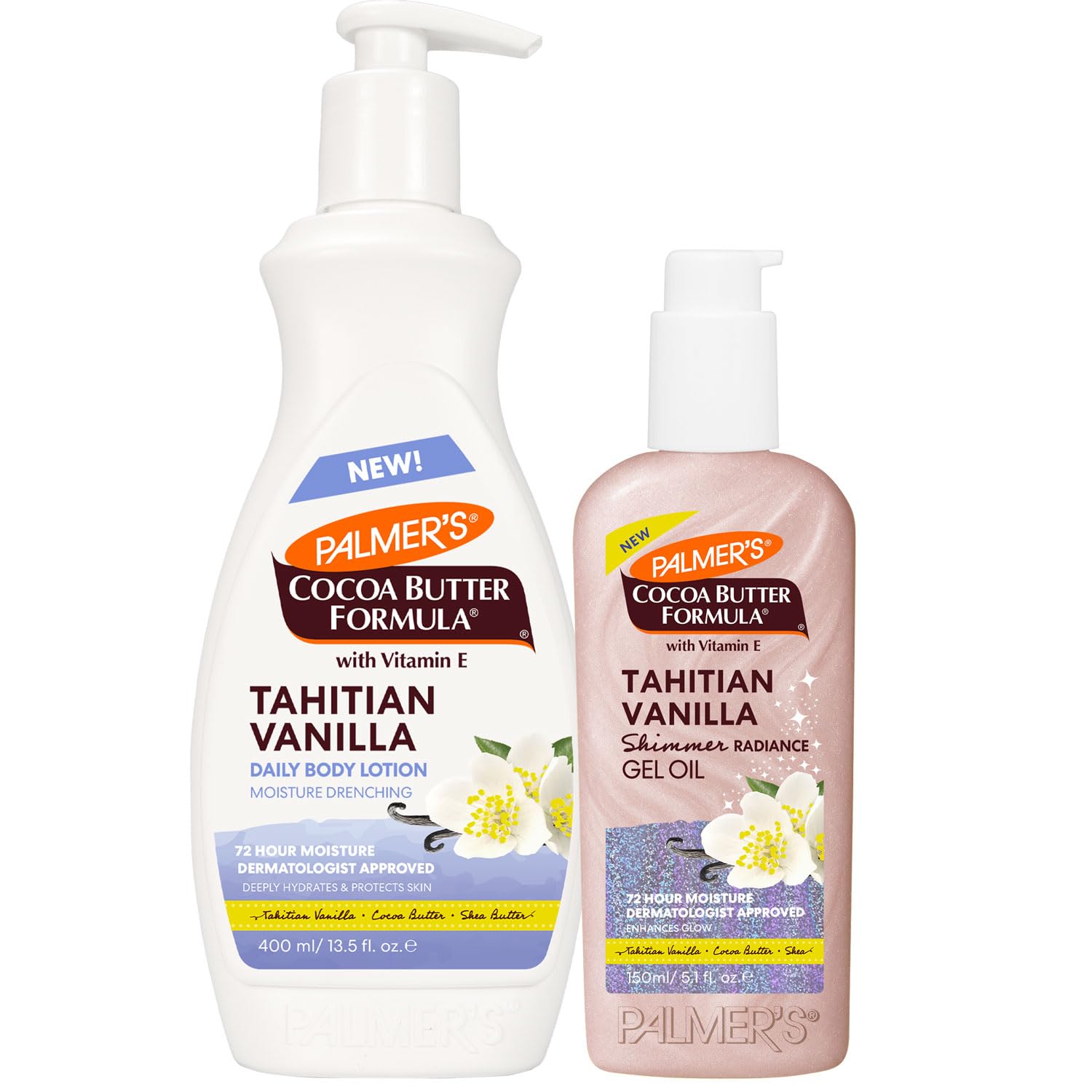 Palmer's Tahitian Vanilla Body Shimmer Gel Oil 5.1 Oz & Body Lotion 13.5 Oz