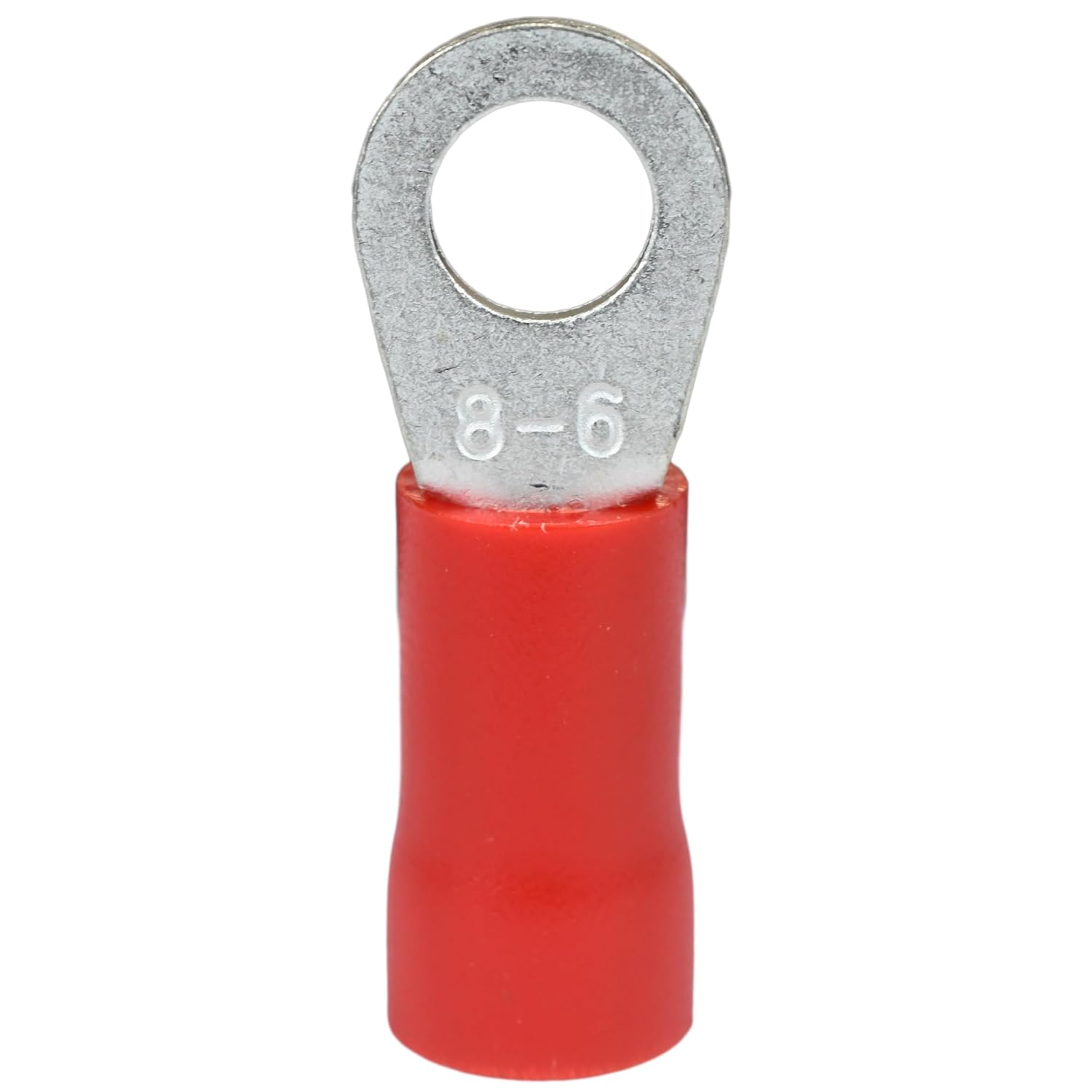 PAPUGA 100PCS 8 AWG (10 mm2) 1/4" / M6 Insulated Ring Lug Crimp Terminal, 600V 62A, UL cUL Industrial Terminal High Current Connector, Industrial Power
