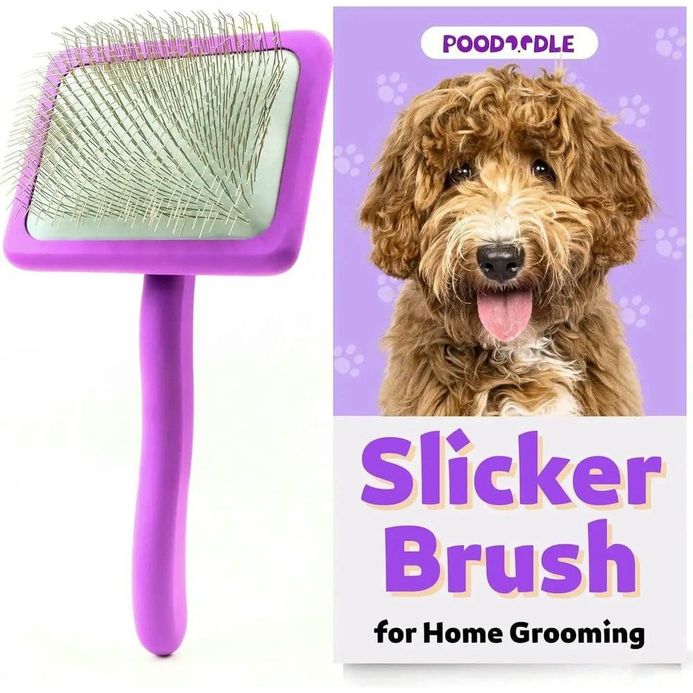 DYRBF - Cepillo para perros para caniche, garabatos y perros de pelo largo, cepillo de madera grande para desenredar y desenredar en casa