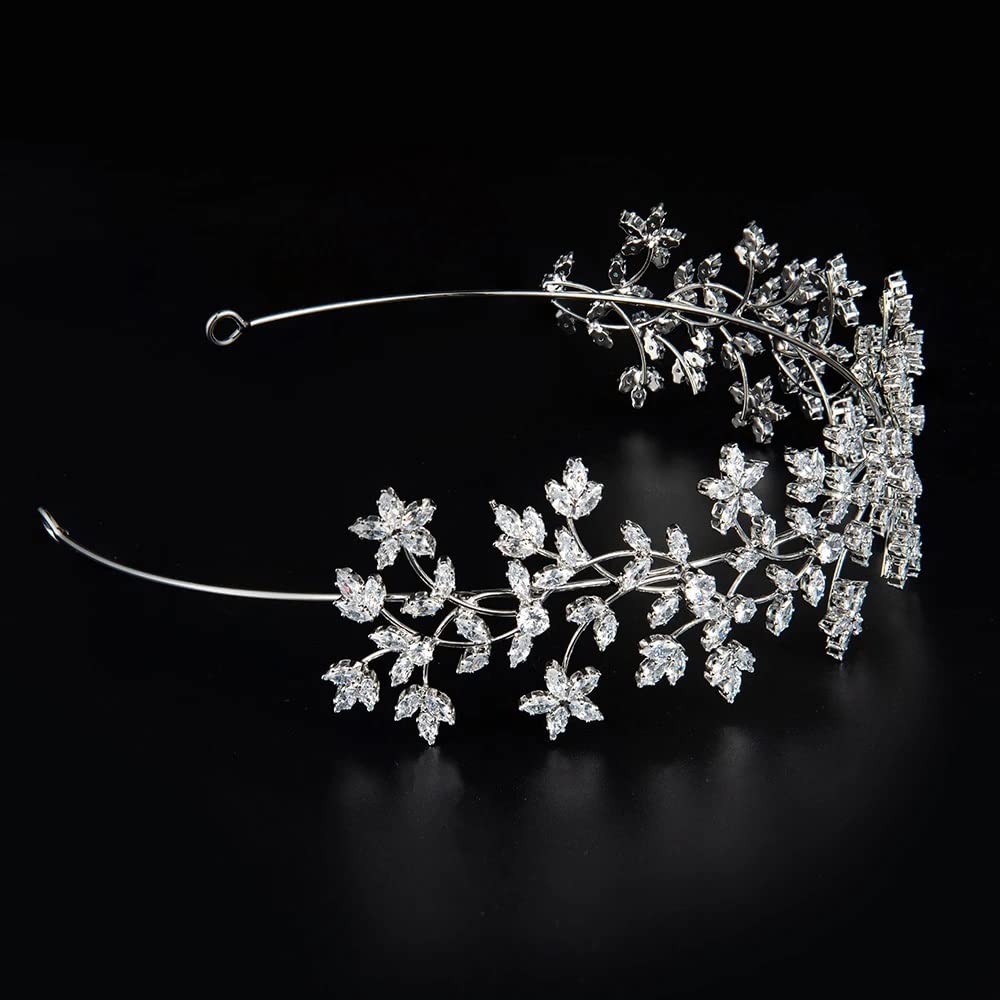 Tiara de boda para mujer en color plata con peine pinza y diadema suave