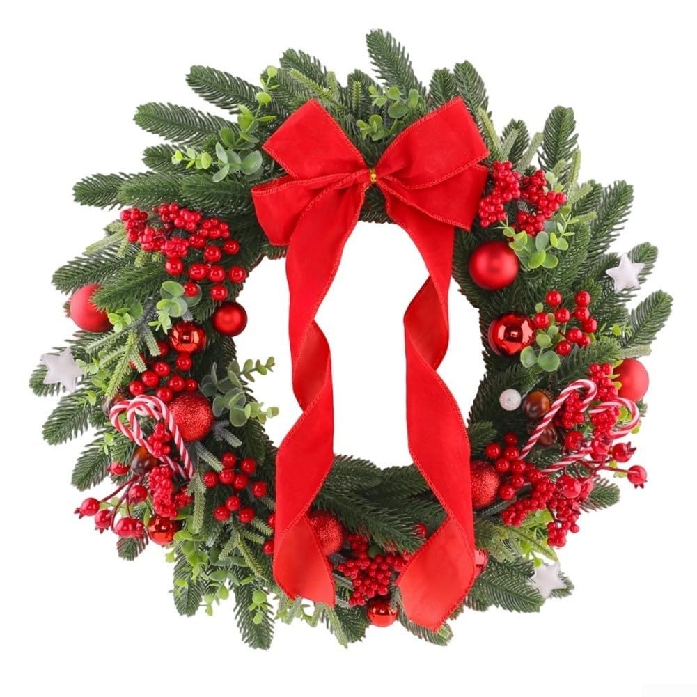 Weihnachtskranz Schleife 52cm Festlich Türgirlande Weihnachtskranz