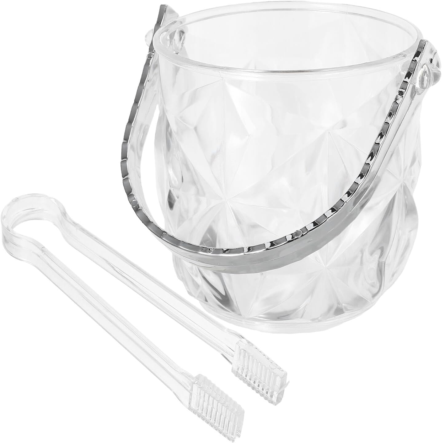 Portable Plastic Ice Bucket Set with Ice Tongs, Wine Bottle Cooler for Camping, Bbq, Outdoor Parties and Bar Use