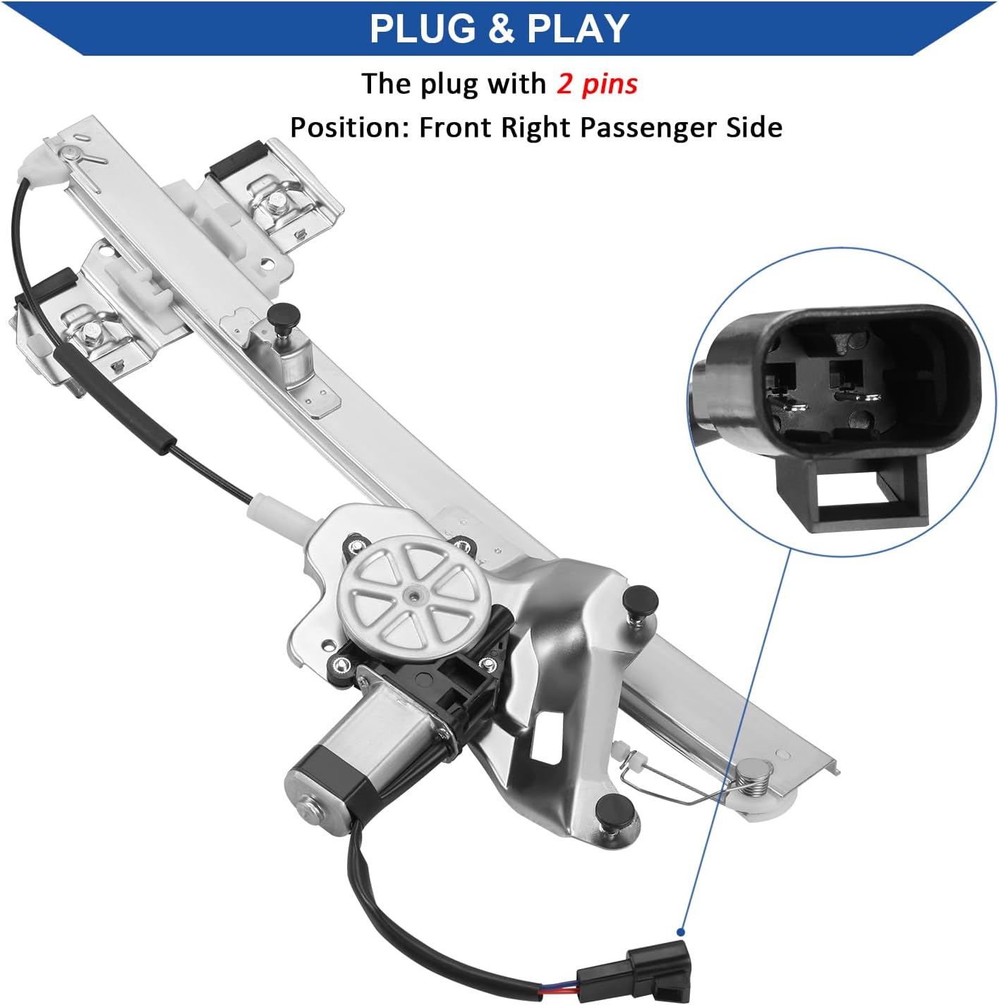 Obaee 741-761 Front Right Passenger Side Power Window Regulator with Motor Assembly Compatible with Buick Lesabre 2000-2005, Replace OE 25769927, 82133, SK741761