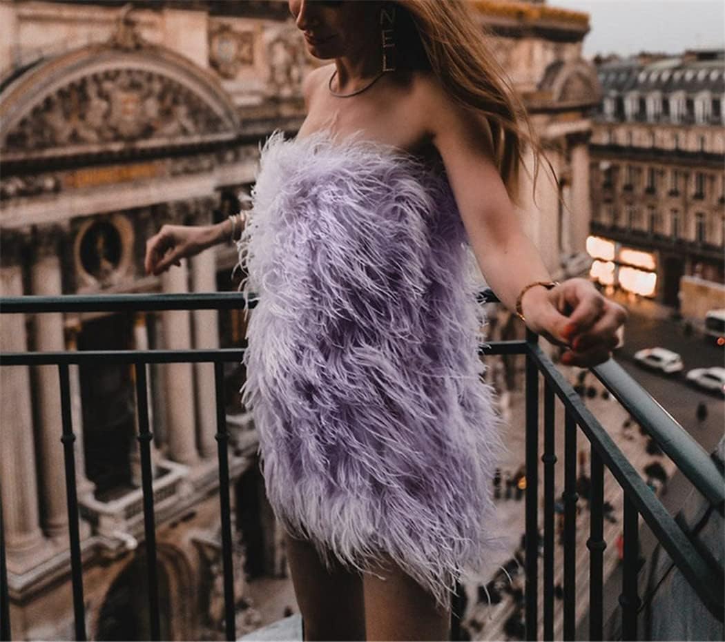 Spring Winter Long Ostrich Dress Women Wedding Natural Turkey Feather Gilet Long Hair Lady Fluffy Wrap
