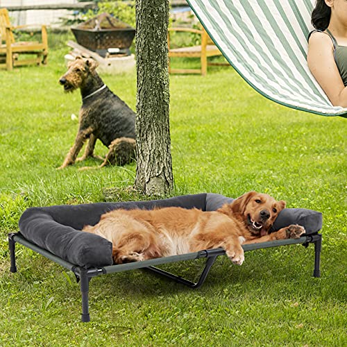 BingoPaw Hundeliege Outdoor Grosse Hunde: Erhöhte Hundebetten Haustierliege draußen Liegeplatz für Garten Balkon XL 110x80x18 cm