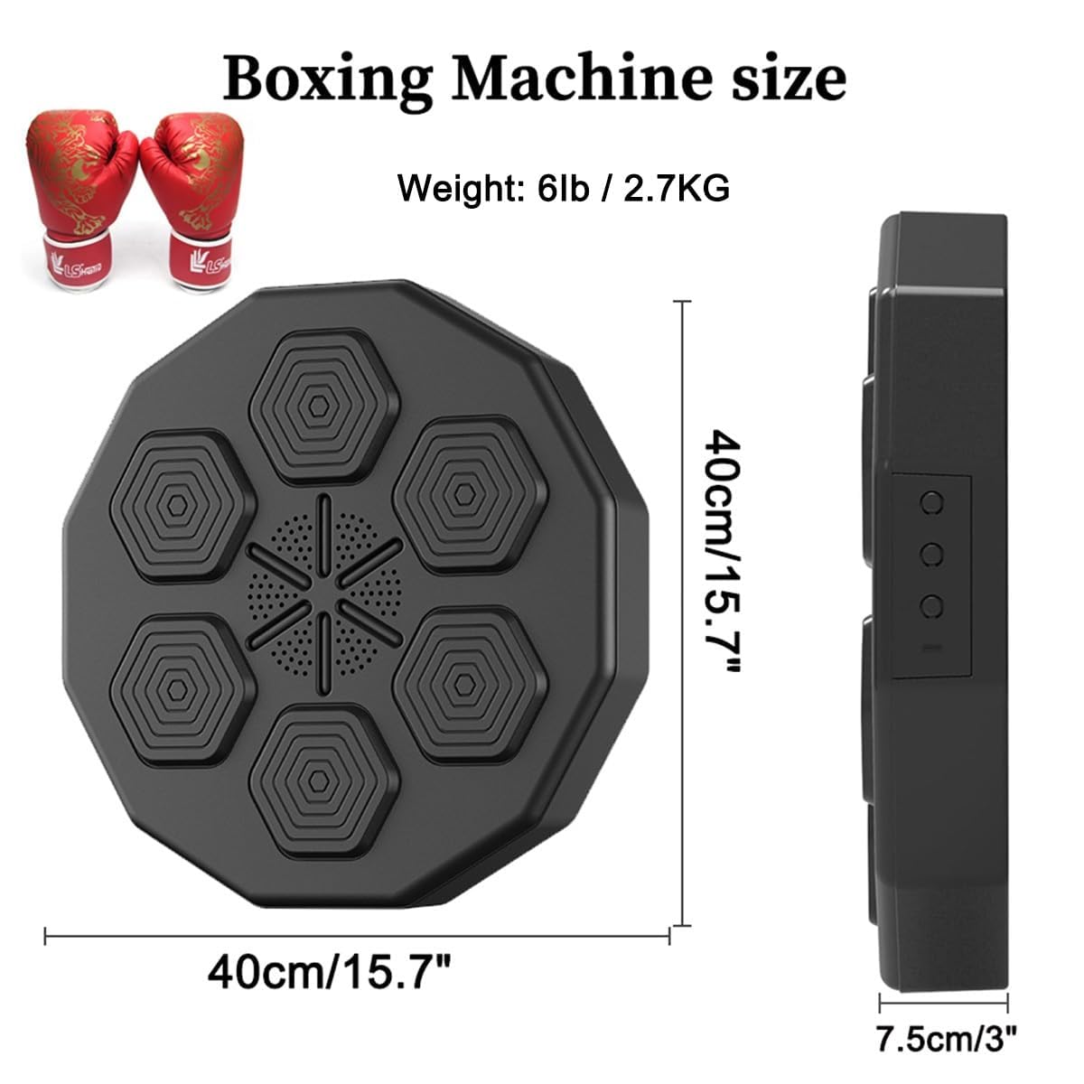 Scatola musicale smart da parete, bersaglio per allenamento, attrezzatura per allenamento di boxe, divertente gioco per combattimento o allenamento, per kickboxing, karate, casa, palestra (dimensione: