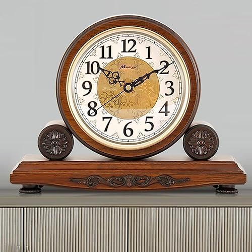 Miniatura 7 de Reloj de manto de 12 pulgadas con movimiento de campanilla, reloj de repisa de madera para decoración de sala de estar, reloj de abuelo decorativo