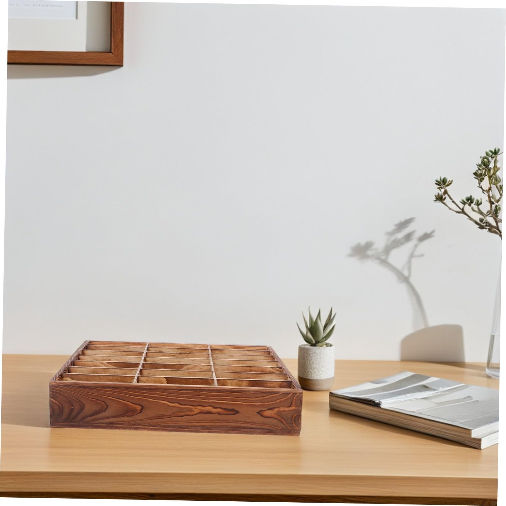 PartyKindom Organizzatore da Scrivania in Legno Naturale 21 Scomparti, Porta Cellulare Multifunzione per Aula e Ufficio Design Raffinato e Funzionale