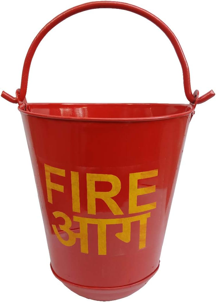 Galvanized-Iron Safety Fire Bucket for Fireplace Burning Wood Indoor Outdoor Ashes Carrier Container (9L Red) (Pack of 6)