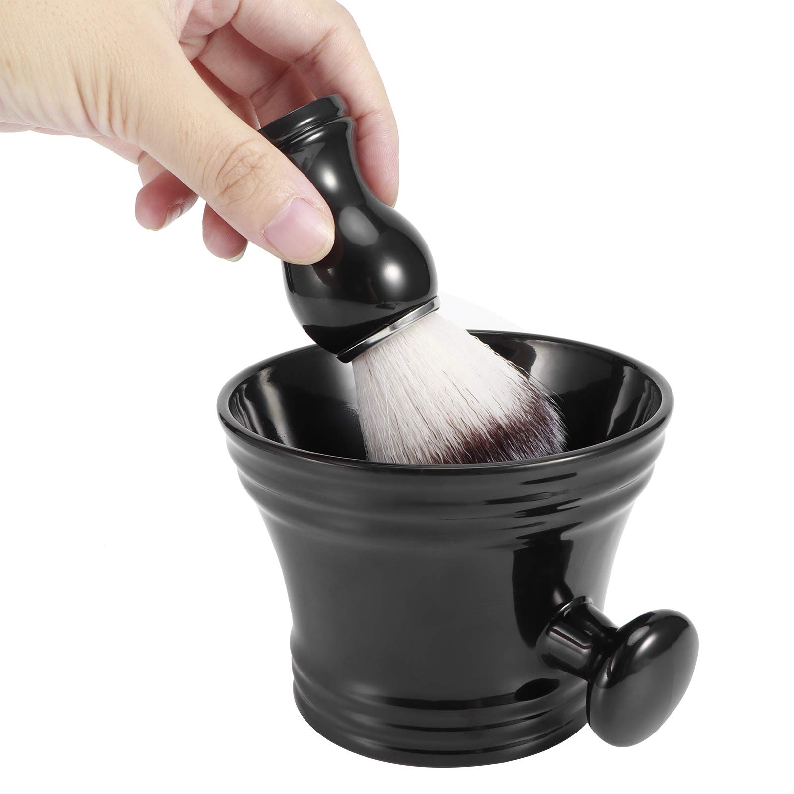 Juego de afeitado para barba, cuenco de jabón de afeitar, brocha de afeitar para el cabello, elementos esenciales para hombres, cuidado de la barba de nailon, cepillo de limpieza suave para peluquero,