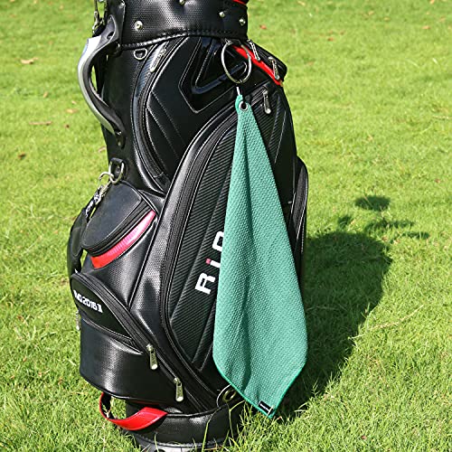 Image of Handy Picks Microfiber Golf Towel (16 inch X 16 inch) with Carabiner Clip, Waffle Pattern Golf Towel Hook and Loop Fastener - The Convenient Golf Cleaning Towel