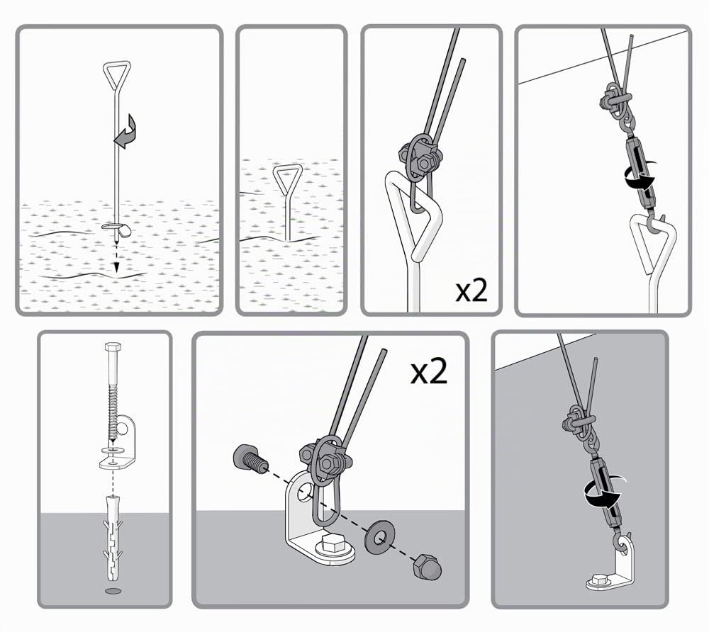Palram Canopia Gewächshaus Zubehör Verankerungs-Set, Sturmanker-Set, Silber