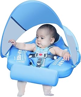 Mambobaby Float with Canopy Size Improved Non Inflatable Infant Baby Pool Float Smart Mambo