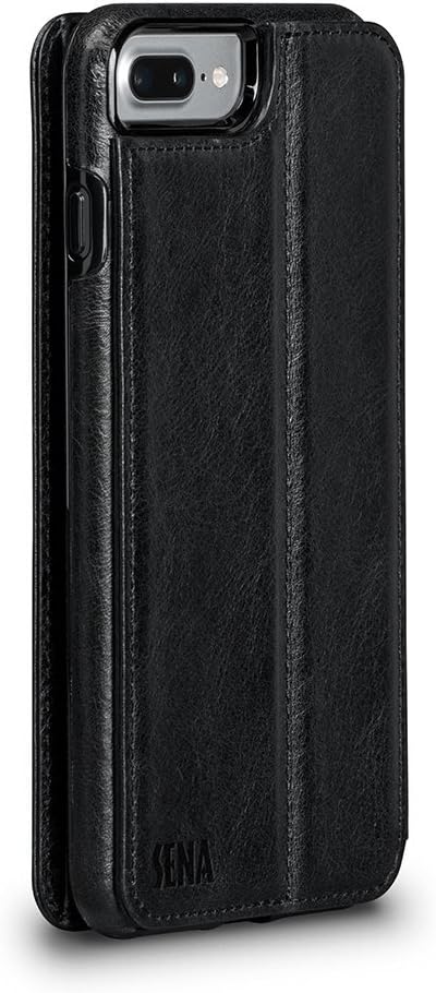 SENA Wallet Book Leather Folio Case for iPhone 8 Plus / 7 Plus / 6 Plus (Black)