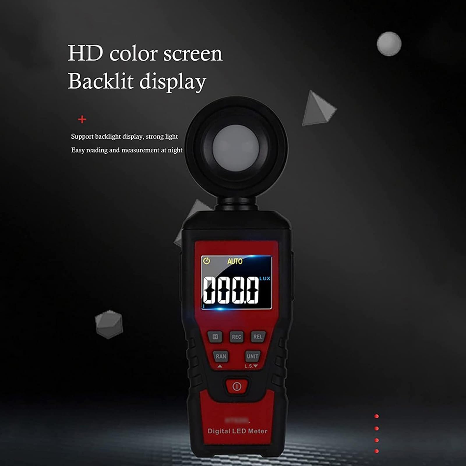 oiakus Digital Illuminance Meter, Handheld Light Calibrator, Lumen Tester with 180° Rotatable Detector, 0.1~200,000 Lux Meter, for Outdoor, Photography, Planting