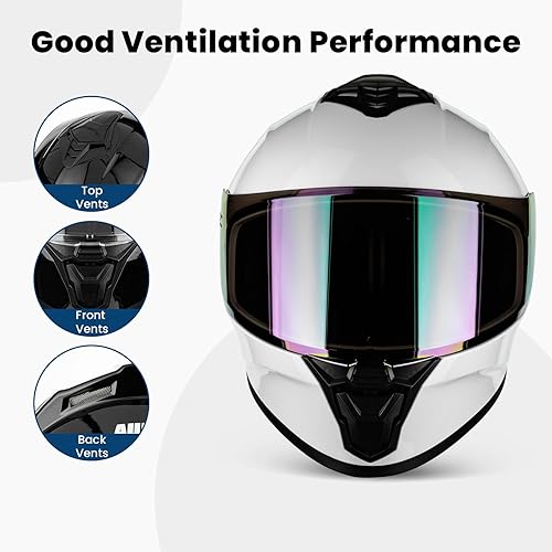 Miniatura 4 de AUBOA Cascos de motocicleta de cara completa para adultos, hombres y mujeres, ligeros, casco de moto de calle, motociclismo, casco de moto con