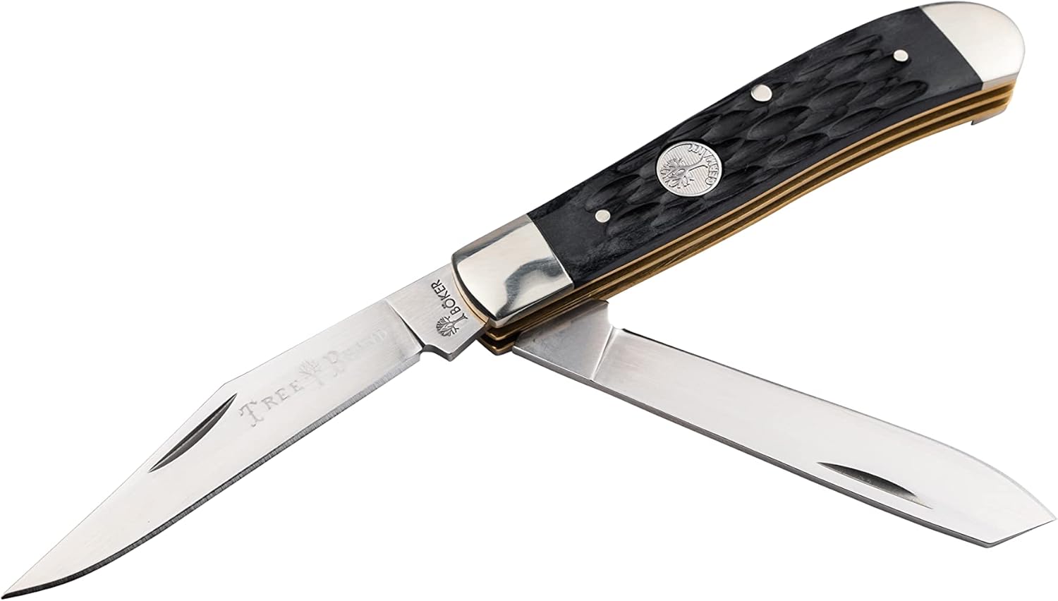 Boker Mini Trapper 3.75 Inch Pocket Knife, Jigged Black Bone, Traditional Series 2.0, Made in Germany