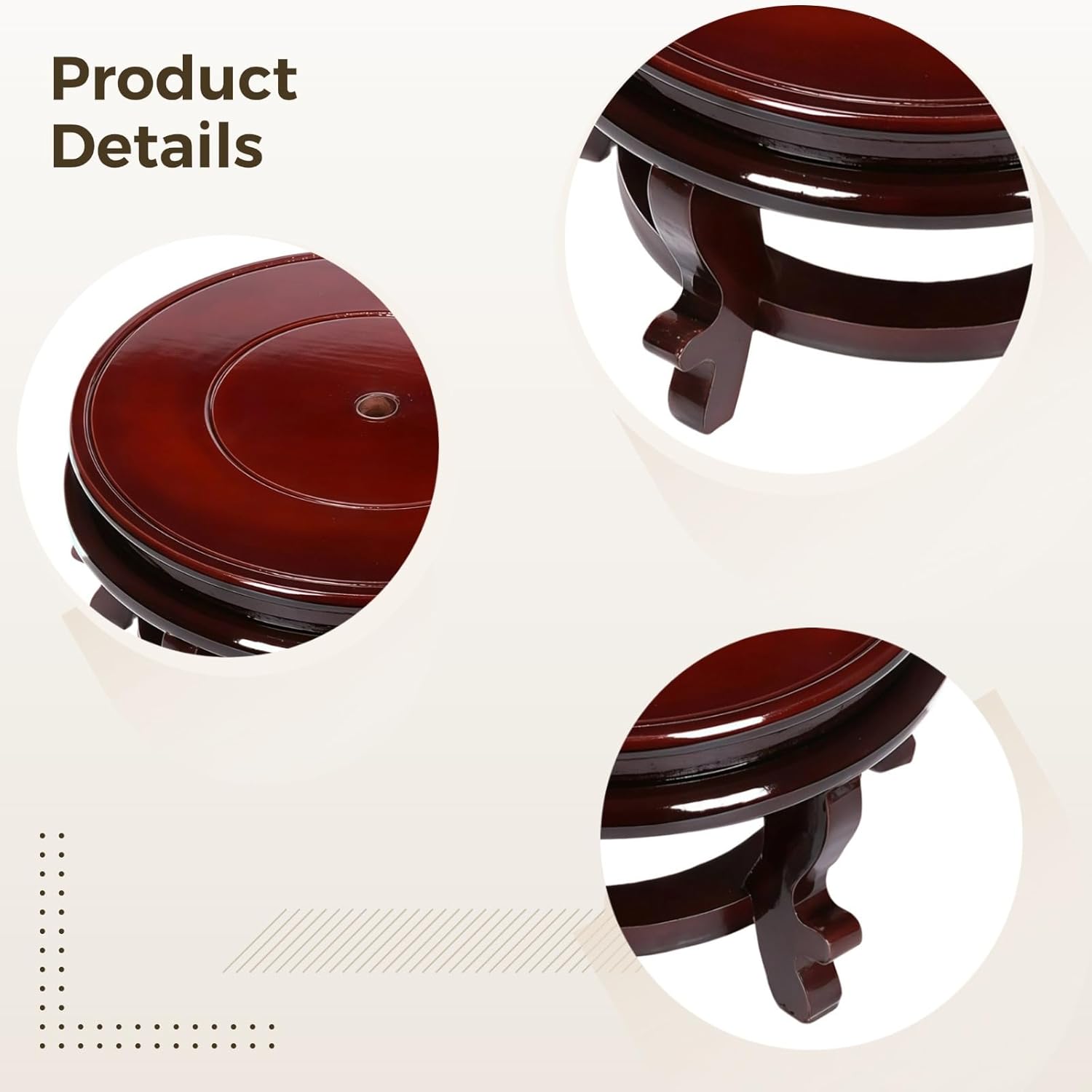 Circular Base Wooden Vase Stand, Pot Stand, Display Rack For Indoor Plants, 5-Legged Fish Tank And Flower Pot Display Stand, Made Of Fine Wood, Enduring, Fits 26 Cm / 10.2 In Pots