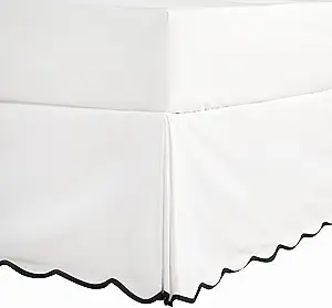 HIG Off-White Chic Full Bed Skirt - Easy Fit Scallop Edge Pleated Bedskirts, 14 Inch Drop Anti-Slip Dust Ruffle, Thick Fabric for Enhanced Privacy, Pre-Washed for Long-Lasting Use(N60022)