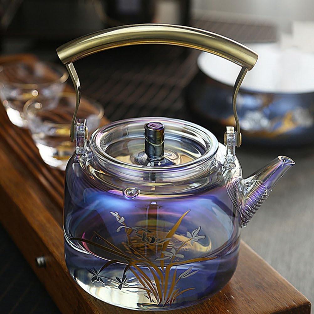Zerodeko Clear Kettle Tea Kettle Whistling Stovetop Water with Handle Glass Coffee Pot Tea Brewing Pot Loose Makers with Infuser for Home Hotel Apartment Coffee Maker