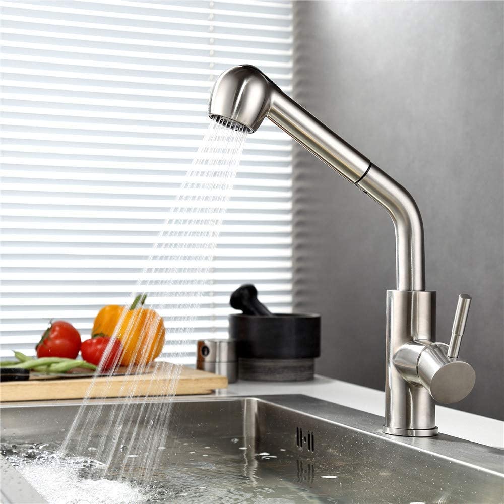 Robinet de cuisine acier inoxydable 304 mitigeur évier rotatif